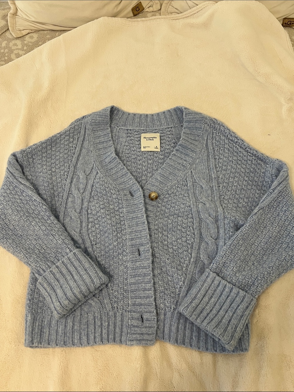 Abercrombie & Fitch Soft Light Blue Cable Cardigan